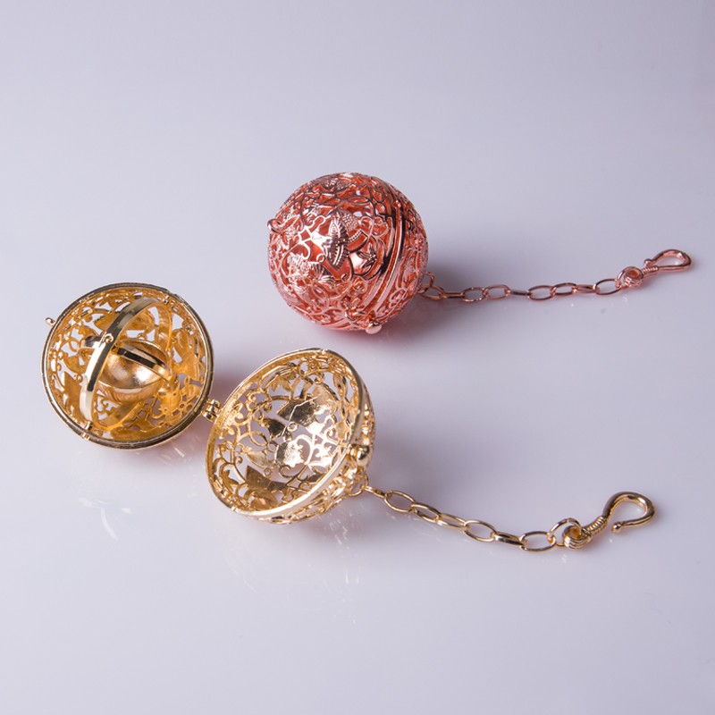 纯铜香囊球便携吊坠法门球创意车载熏香器饰品何家村葡萄花鸟纹