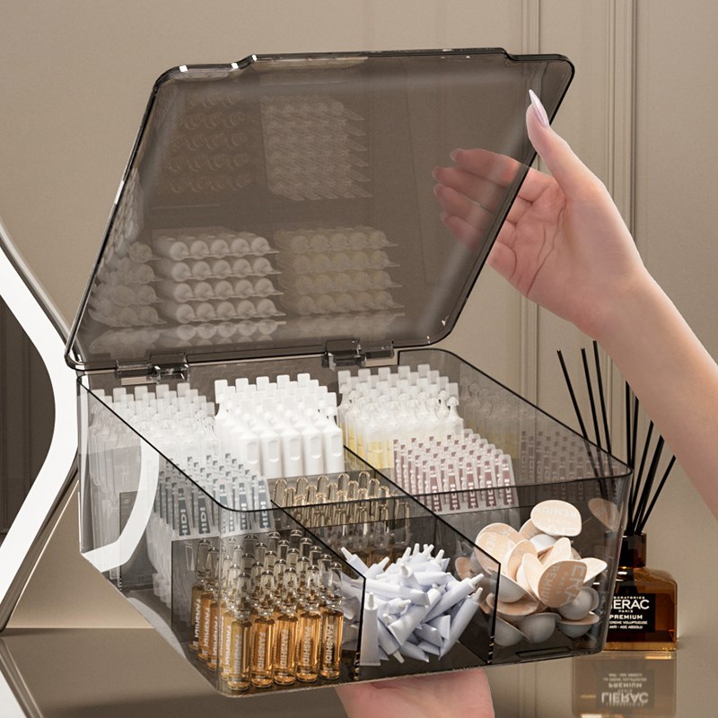 次抛收纳盒桌面带盖防尘安瓶精华液整理化妆品香水口红小样收纳盒