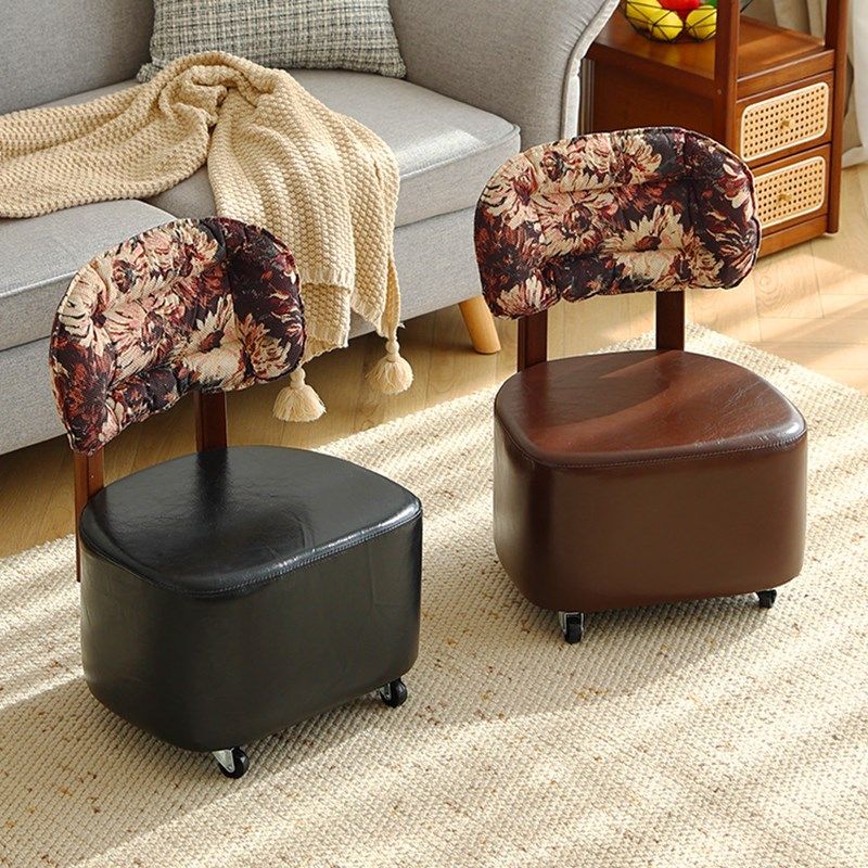 凳子家用矮凳靠背小椅子移动沙发凳客厅软包换鞋凳万向轮实木板凳,住宅家具,万向轮凳,淘宝优惠券,粉丝福利购,淘宝优惠卷