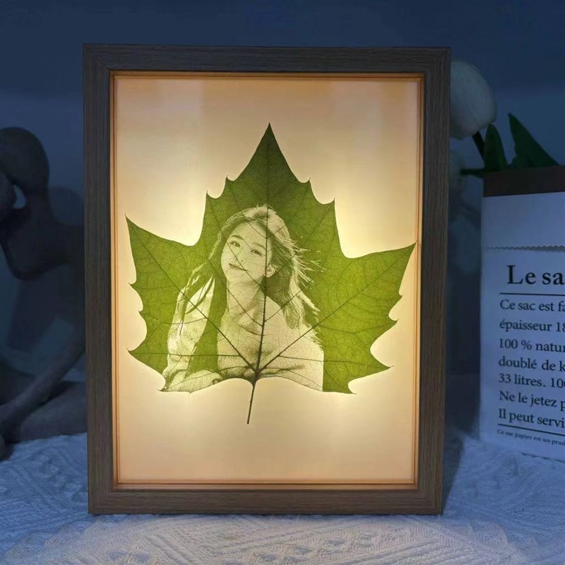 梧桐树叶雕刻定制照片女生纪念礼品叶子教师节生日情人节叶雕礼物