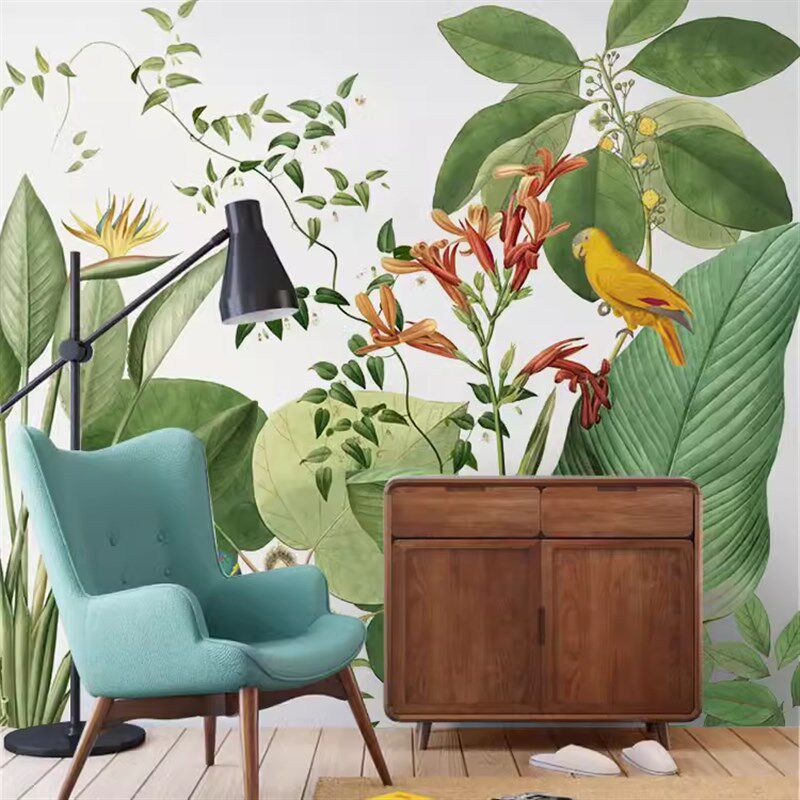 热带植物壁纸美式风景欧式背景墙纸植物大型壁画满屋来图定制墙纸