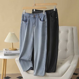 老爹裤 胖mm复古港风高腰宽松遮肚子显瘦大码 软牛仔哈伦八分裤 夏装