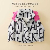 新款 棉服2024年韩版 字母涂鸦时尚 女童冬季 儿童短款 羽绒棉棉服