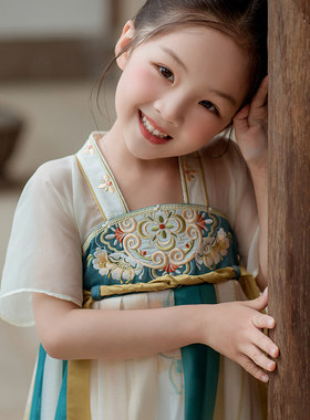 汉服女童夏季新款绿色公主裙贝优可高端中国风古装小女孩唐装青烟