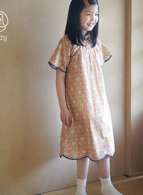2024满呐夏季新品女童旗袍中式改良宝宝民国风复古礼服中长款