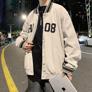 高街棒球服男春秋季外套港风夹克韩版潮流宽松字母立领情侣上衣服