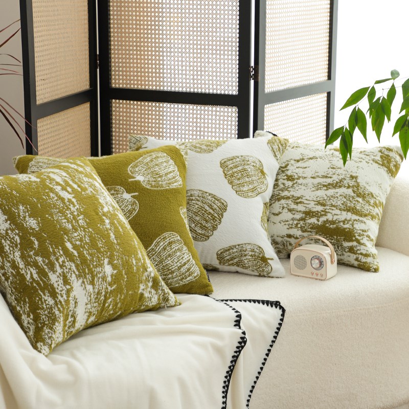 果绿色系毛绒南瓜抱枕套不含芯方枕床上用靠垫沙发靠枕ins风抱枕