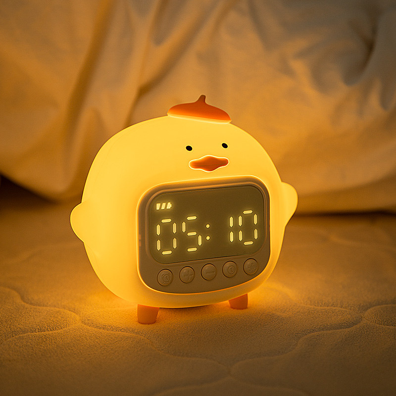 小夜灯带闹钟二合一卧室睡眠婴儿喂奶护眼床头充电儿童夜间不刺眼