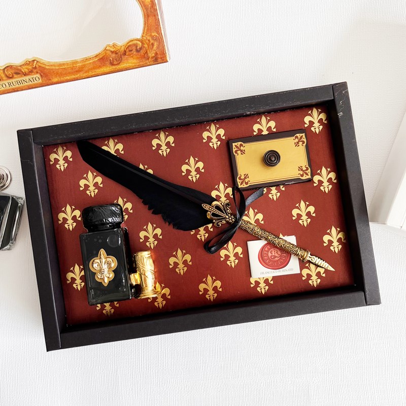 意大利进口Rubinato英文书法复古玻璃蘸水笔墨水书写欧式礼盒套装
