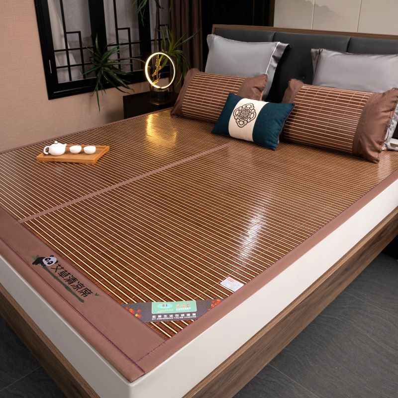 夏季竹席凉席双面新款2024席子冬夏两用艾草冰丝席草席家用折叠席