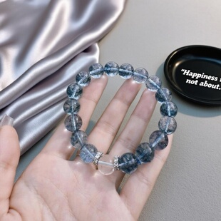 喜饰冰种蓝冰透海蓝宝蓝幽灵托帕石白水晶手链女款简约百搭手串