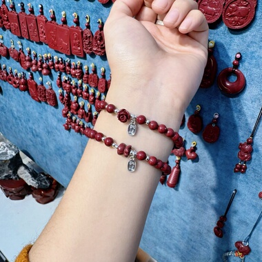 高含量朱砂手串男女护身符手链本命年转运珠守护平安玫瑰闺蜜礼物