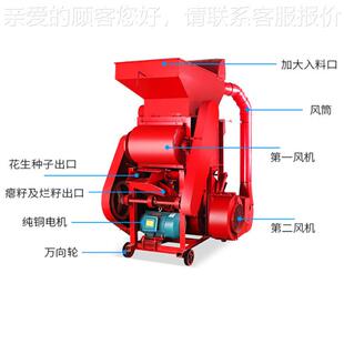 二抽花生脱壳生机移动式 次自动上料668花生种子去壳筛选风机花剥