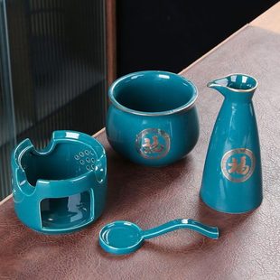 烫酒壶陶瓷家用煮酒器清酒黄酒 温酒器简约档酒具酒杯酒壶套装