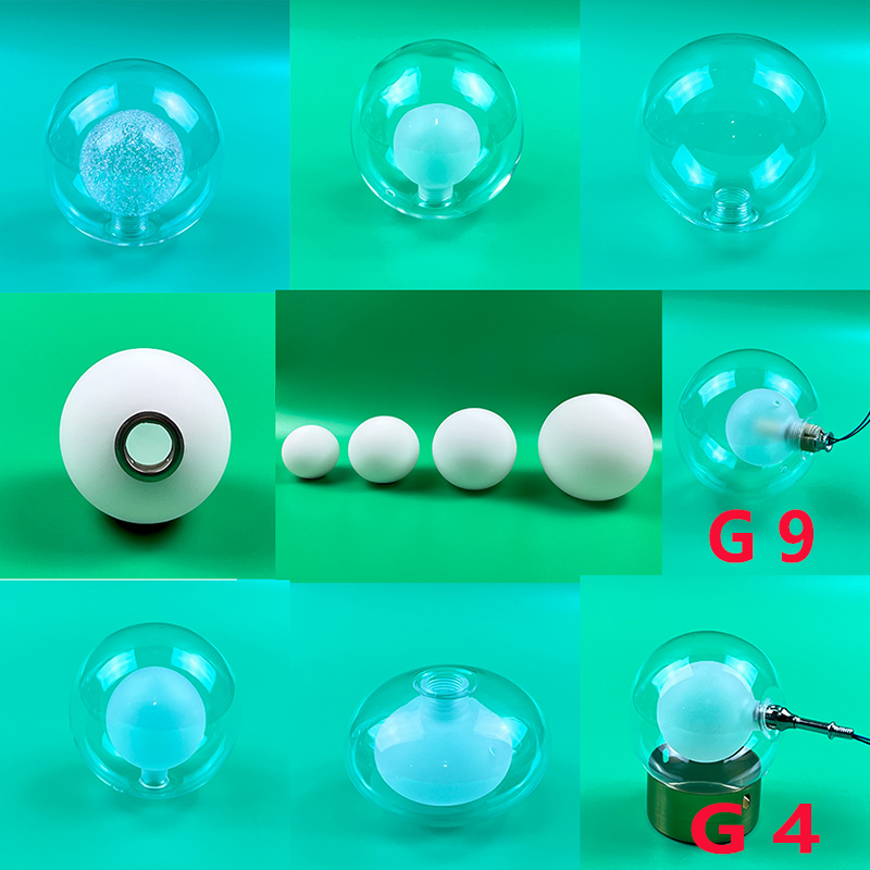 吊灯配件 单口2cm螺口圆球灯罩g4双层透明圆球形玻璃罩g9外壳罩