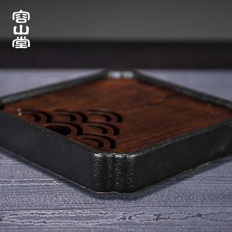 容山堂竹艺陶瓷小茶盘重竹储水茶台壶承茶托盘家用迷你干泡盘壶托