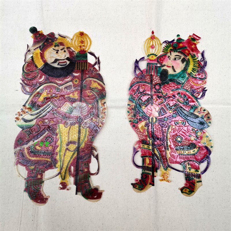 皮影工艺品门神装饰画整张牛皮子雕刻民俗传统文化秦叔宝/尉迟恭