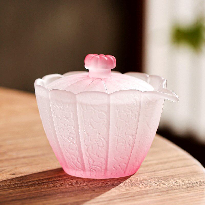 高端玻璃盖碗大号茶碗不烫手单个防烫泡茶杯功夫茶具手抓茶壶套装