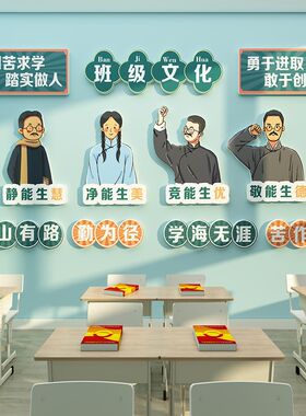 觉醒年代开新学期教室布置装饰班级文化墙学生激励志标语墙贴纸画