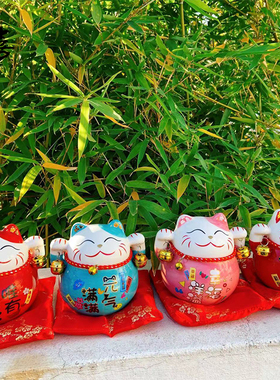 招财猫小摆件陶瓷创意礼品新年开业储蓄罐存钱罐家居装饰客厅玄关