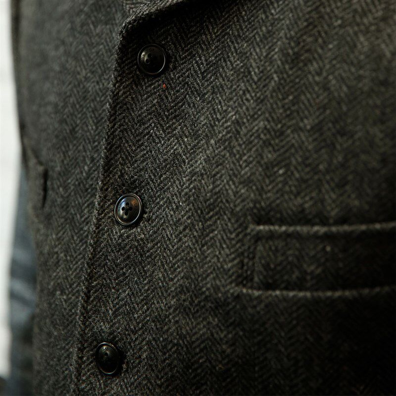 秋冬新款美式黑帮复古人字纹羊毛背心重磅粗花呢咔叽猎装工装马甲,男装,常规马甲,淘宝优惠券,粉丝福利购,淘宝优惠卷