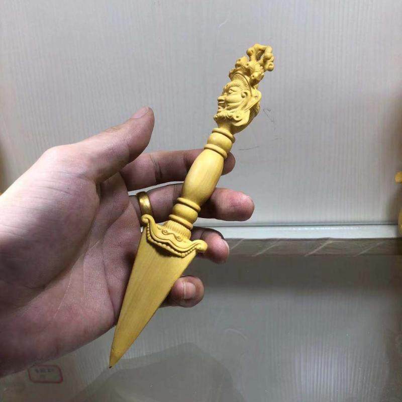 黄杨木雕金刚橛降魔杵护身符密宗法器随身文玩把件车载挂件工艺品
