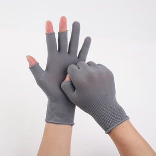 露二指三指手套采摘秋冬触屏耐磨工作打包男女保暖薄款劳保线手套