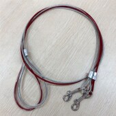 金毛双头加长狗绳 拴狗钢丝链 宠物钢绳防咬牵引绳不怕咬 牵引带