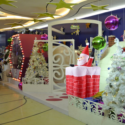 圣诞吹气装饰品场景商场布置用品充气圆球喷雪球老人伸缩老人摆件