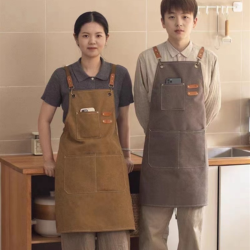围裙防水防油家用厨房烹饪成人围腰女餐饮上班咖啡店工作服日式