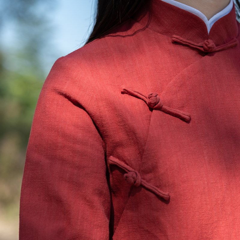玉想清心中国风文艺复古女装上衣茶人服修身手工盘扣长衫夹单上衣