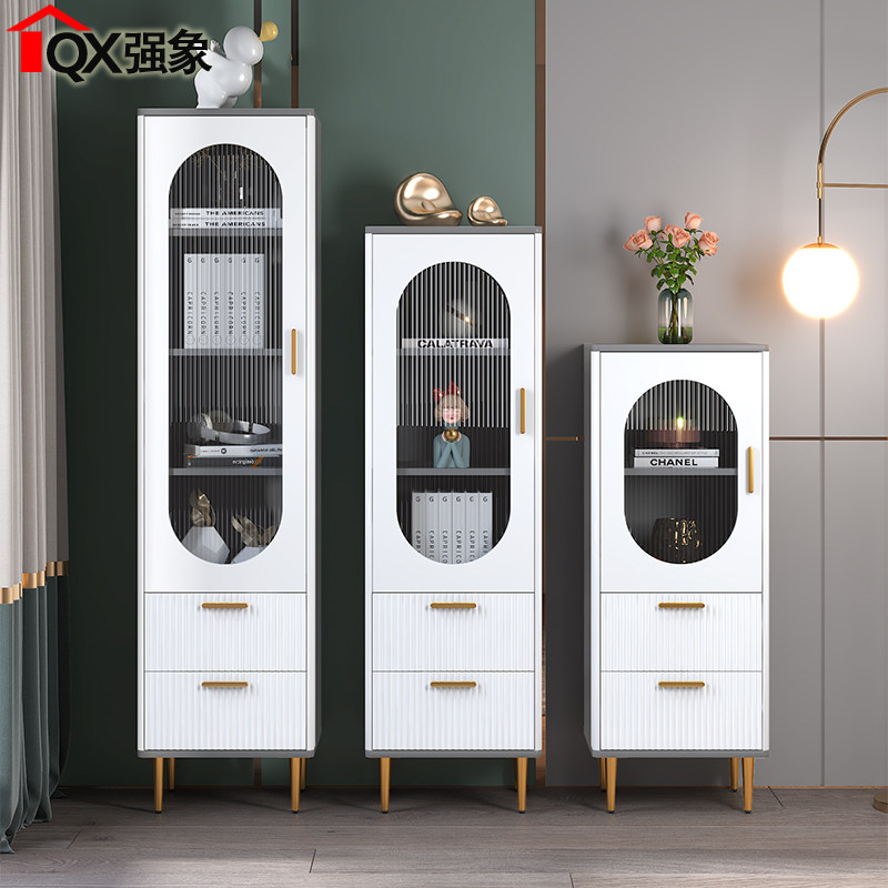 轻奢边柜置物柜客厅窄柜夹缝沙发电视柜旁多功能收纳柜小书柜F36