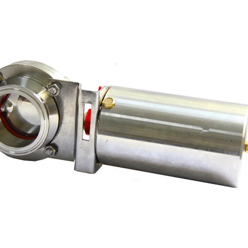 304不锈钢快装气动蝶阀卫生级气动卡箍式卡盘蝶阀立式单作用57 76