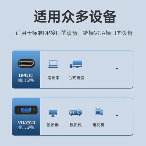 DP转VGA转接头接口转换器电脑萤幕连接线笔记本显卡转接线高清