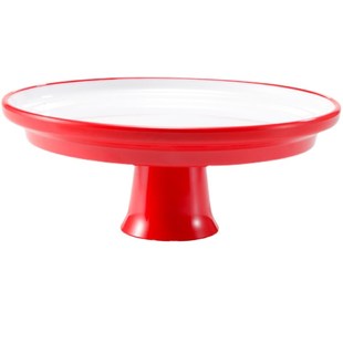 双色密胺高脚盘子商用菜盘仿瓷餐具平盘餐厅酒店专用水果盘汤盘