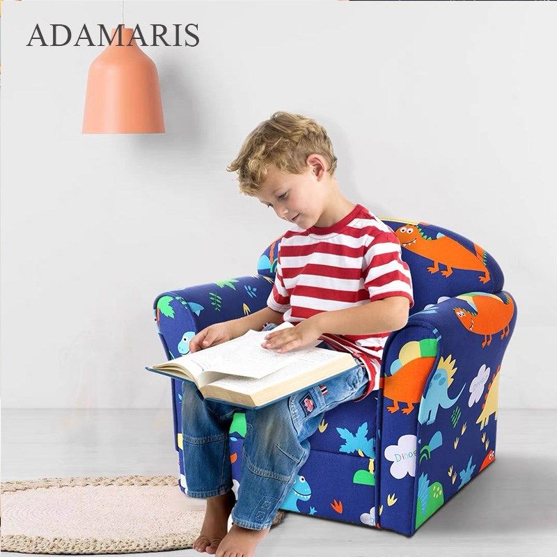 可拆洗小动物蓝恐龙男孩宝宝儿童沙发实木布艺阅读扶手单人学座椅,住宅家具,儿童沙发,淘宝优惠券,粉丝福利购,淘宝优惠卷