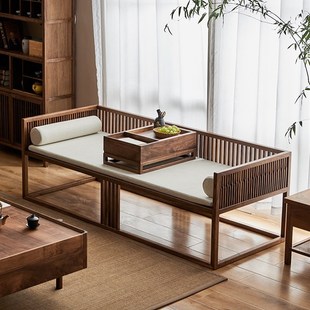 新中式沙发床黑胡桃木高端罗汉床两用客厅床榻实木禅意简约罗汉塌