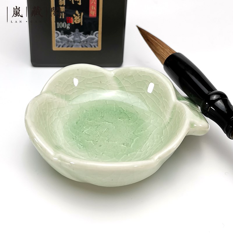 【岚藏阁 文房配件】陶瓷笔搁青瓷墨盒墨池笔洗砚台调色盘裁纸刀