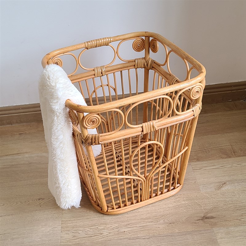 手工编织家用藤蓝酒店浴室毛巾筐藤编收纳桶藤篮子整理箱脏衣篮子