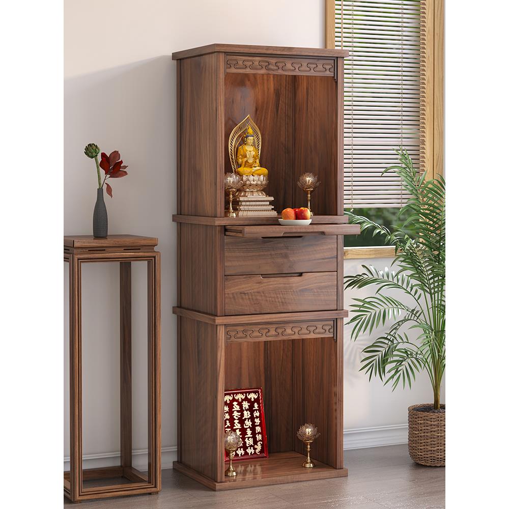 实木双层神台柜新中式佛龛地主柜祖先观音佛柜财神爷立柜神龛柜子