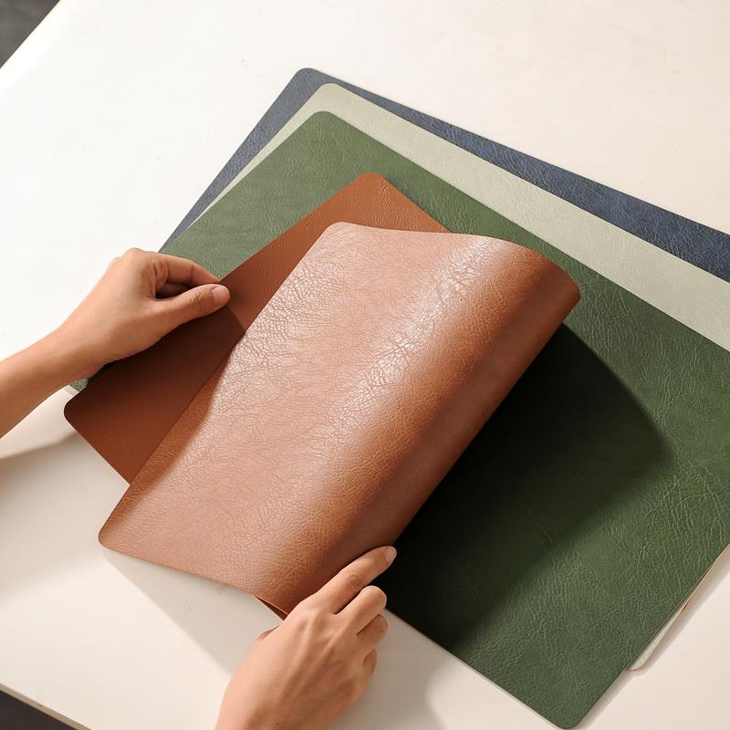 长方形双面皮革餐垫防水防油免洗西餐垫防烫隔热垫商用餐桌垫轻奢