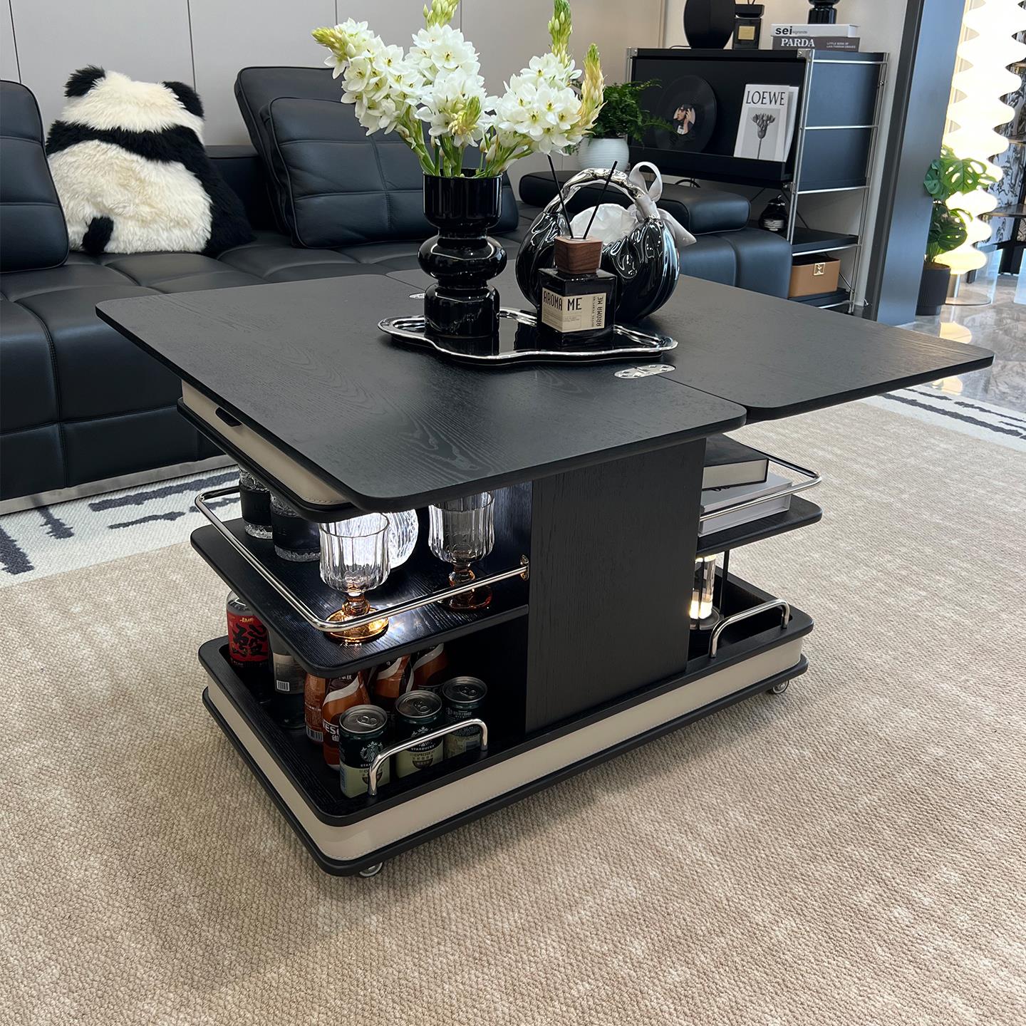 可移动茶几客厅升降家用边几沙发小户型边柜边几可折叠实木小推车