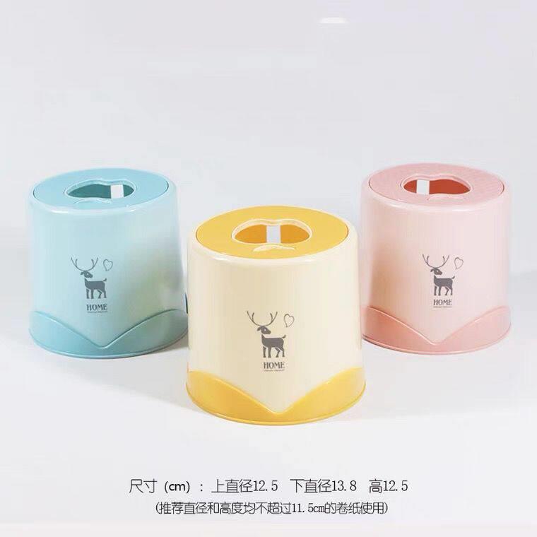 家用桌面圆筒纸巾盒两用款二合一卫生间卷纸筒客厅简约实心抽纸盒图片