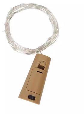 LED灯串铜线灯节日装饰酒瓶塞子AG13纽扣电子1米10灯暖白光色常亮