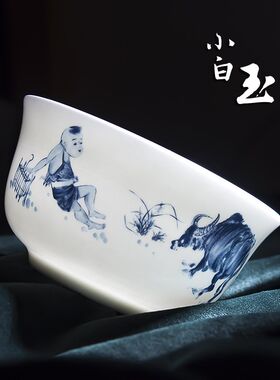 轻奢骨瓷碗米饭碗家用中式青花瓷景德镇陶瓷餐具5寸6精致高端韩式