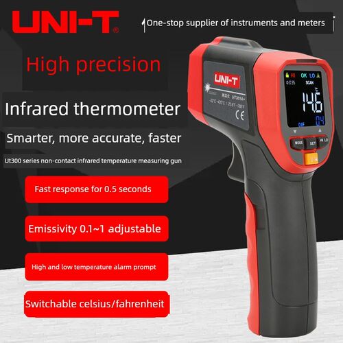 Unilide Ut300S/Ut301A+/303A+红外激光温度计高精度油温枪温度计