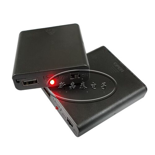 5号4节带盖带开关电池盒6V带LED显示灯电池座内置USB接口AA电池盒