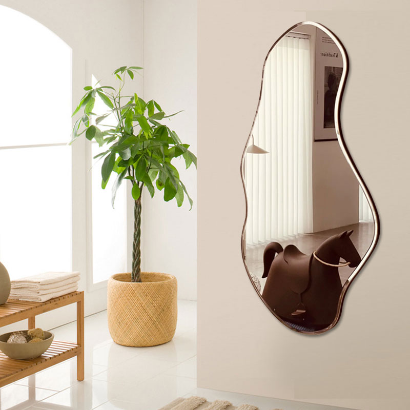 丹麦ferm living Pond Mirror湖泊穿衣镜异形镜子墙面挂镜