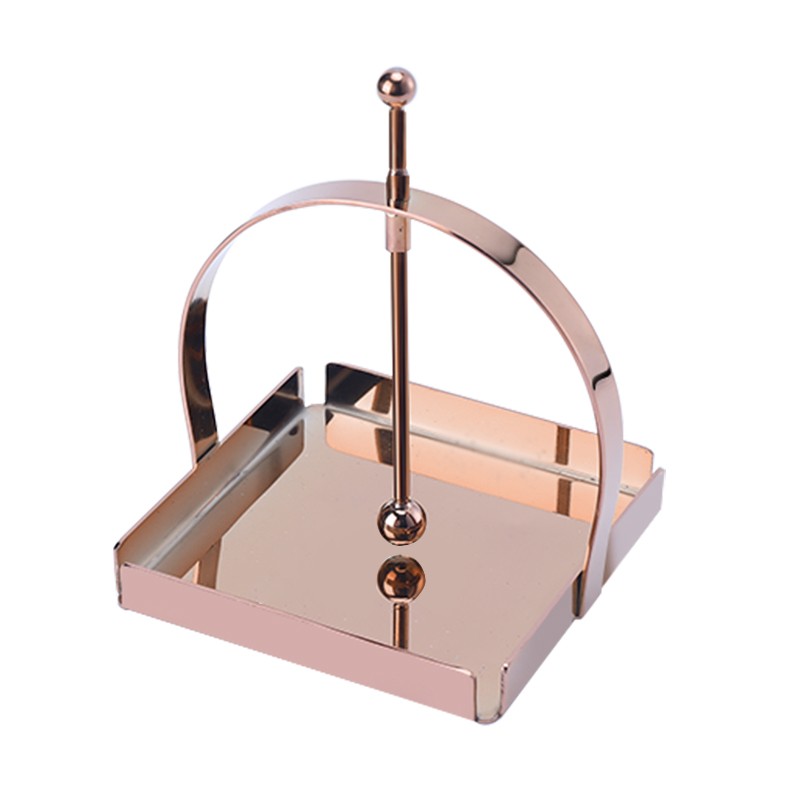 晋厨镀金不锈钢折边方形餐巾架纸巾座方巾架创意餐巾纸架纸架餐巾