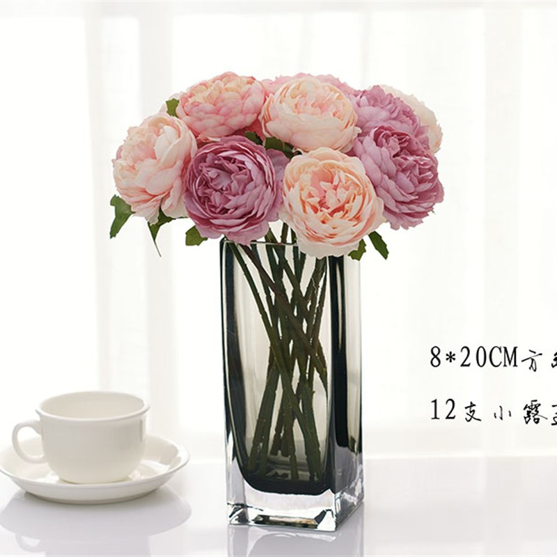 正方口花瓶 玻璃手工方缸 色工艺花器摆件酒店家居装饰